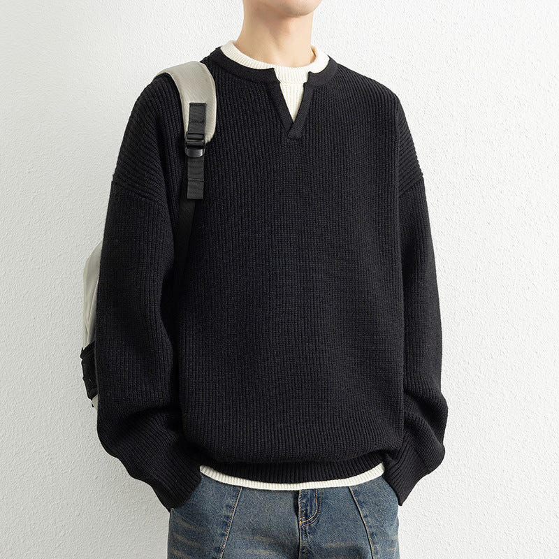 Herren Strickpullover mit V-Ausschnitt und strukturiertem Design Echoarchiv