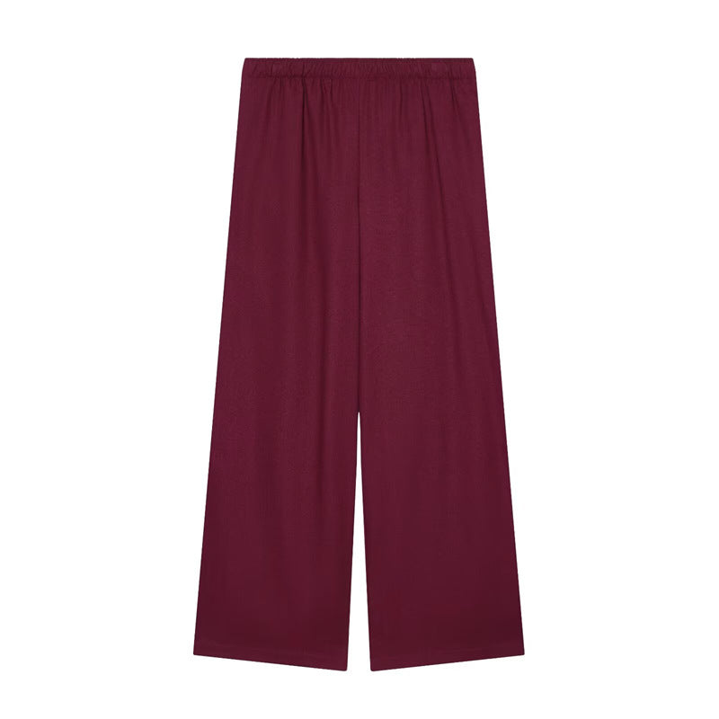 Damen Weite Palazzo-Hose mit elastischem Bund und fließendem Leinenmix Echo Archiv