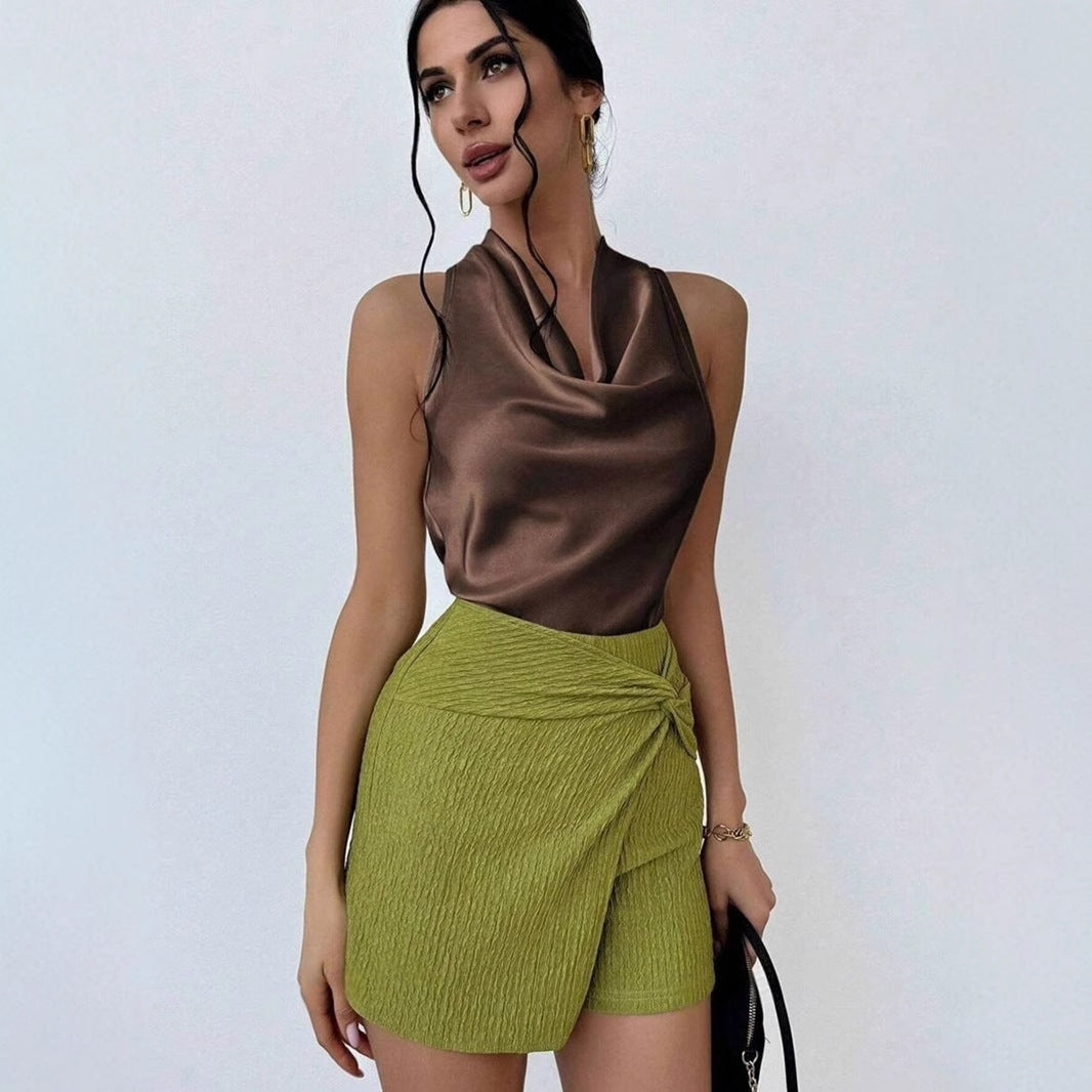 Damen Elegantes Satinoberteil mit schickem Wasserfall-Ausschnitt Echo Archiv