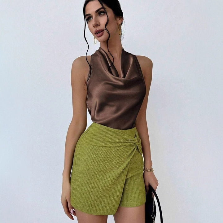 Damen Elegantes Satinoberteil mit schickem Wasserfall-Ausschnitt Echo Archiv