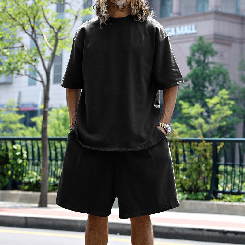 Herren lässiges Oversized T-Shirt und Shorts Set Echoarchiv