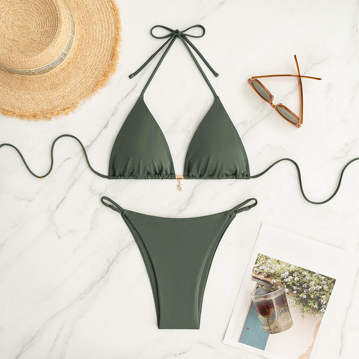 Damen Triangel-Bikini-Set mit schmalen Trägern und verstellbarem Höschen Echo Archiv