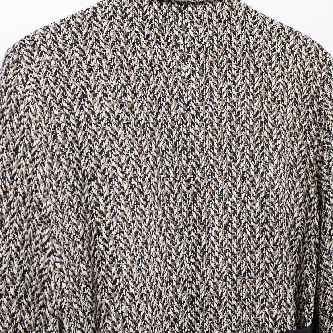 Damen Midilanger Bouclé-Tweed-Blazerjacke mit Lederimitat‑Gürtel Echo Archiv