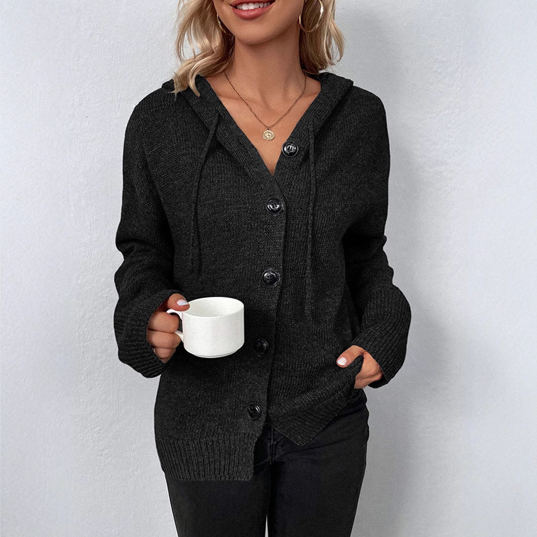 Damen Modischer Strickpullover mit Kapuze – Mavelle