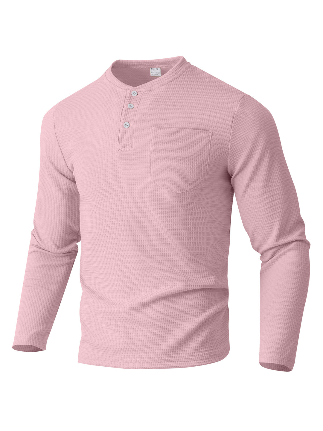 Herren Langarm Henley mit Waffelstruktur und Brusttasche thermisches Langarmshirt – Marzano