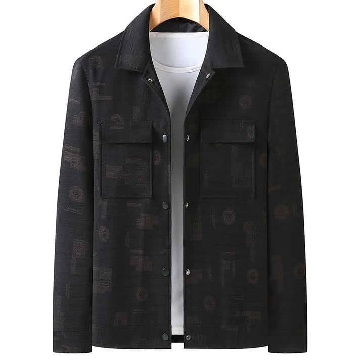 Herren Leichtes strukturiertes Overshirt mit aufgesetzten Pattentaschen und dezentem Allover-Print Echo Archiv
