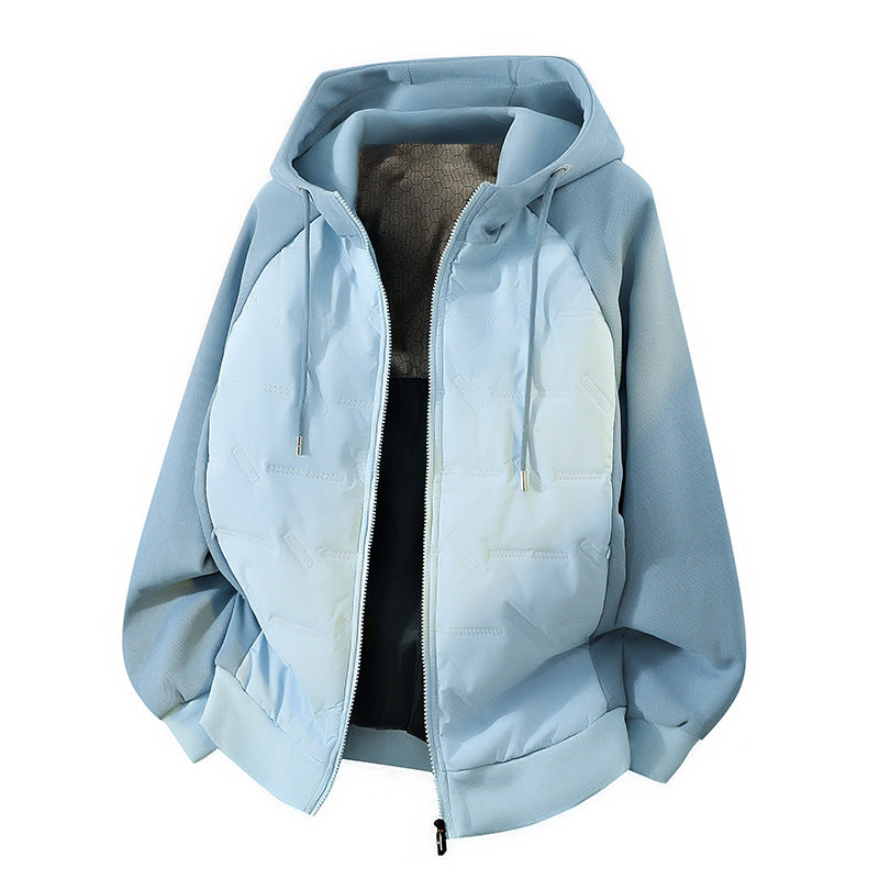 Leichte Herren-Hoodie-Jacke mit gestepptem Futter, verstellbarem Kapuzenzug und elastischem Taillenbund – Cavarno