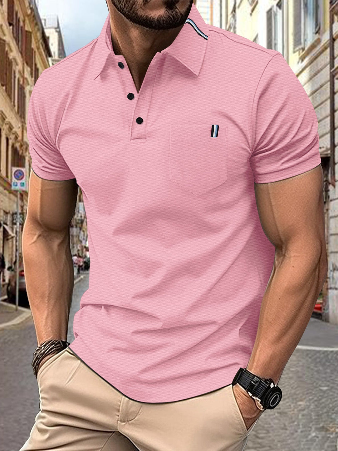 Herren Polohemd mit modernem Schnitt und Brusttasche Echoarchiv