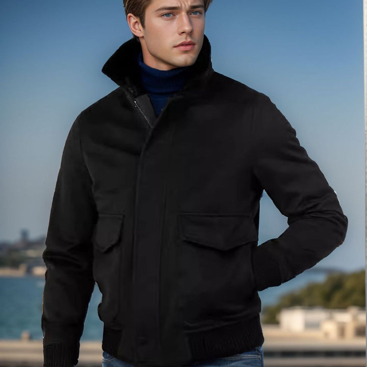 Herren stilvolle Übergangsjacke mit weichem Kragen und praktischen Eingrifftaschen Echoarchiv