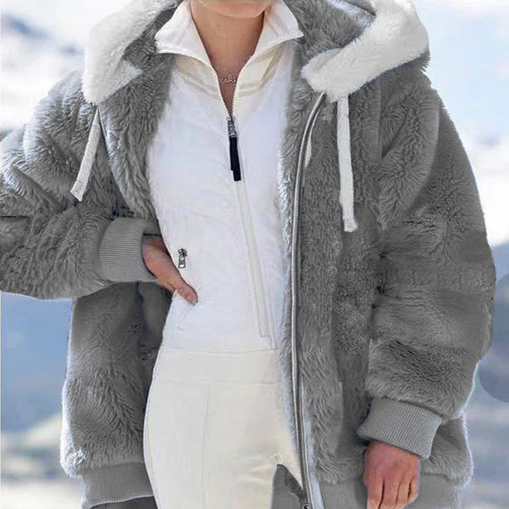 Damen nan kuschelige Kapuzen-Teddyjacke mit wattiertem Innenfutter und Rippbündchen Echo Archiv
