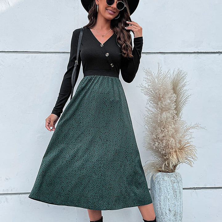 Damen Elegantes Maxikleid mit V-Ausschnitt und Taillengürtel Echo Archiv