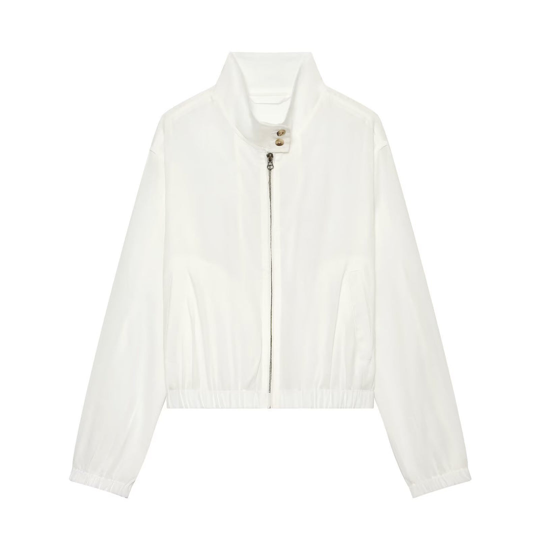 Damen Kurzerblouson im minimalistischen Clean‑Look mit hohem Stehkragen und elastischem Bund Echo Archiv