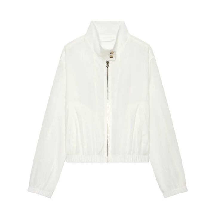 Damen Kurzerblouson im minimalistischen Clean‑Look mit hohem Stehkragen und elastischem Bund Echo Archiv