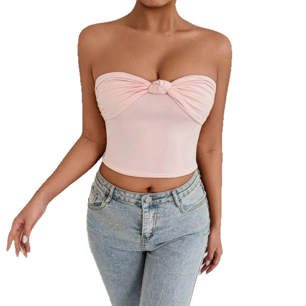 Damen Bandeau Crop-Top mit Knoten-Design Echo Archiv