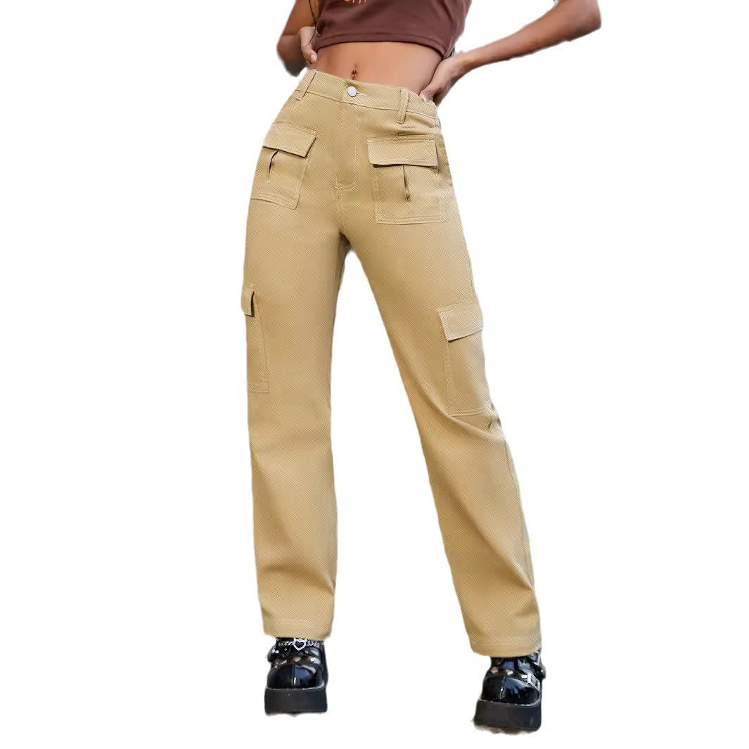 Damen weite Cargo-Hose mit hoher Taille und aufgesetzten Klappentaschen Echo Archiv
