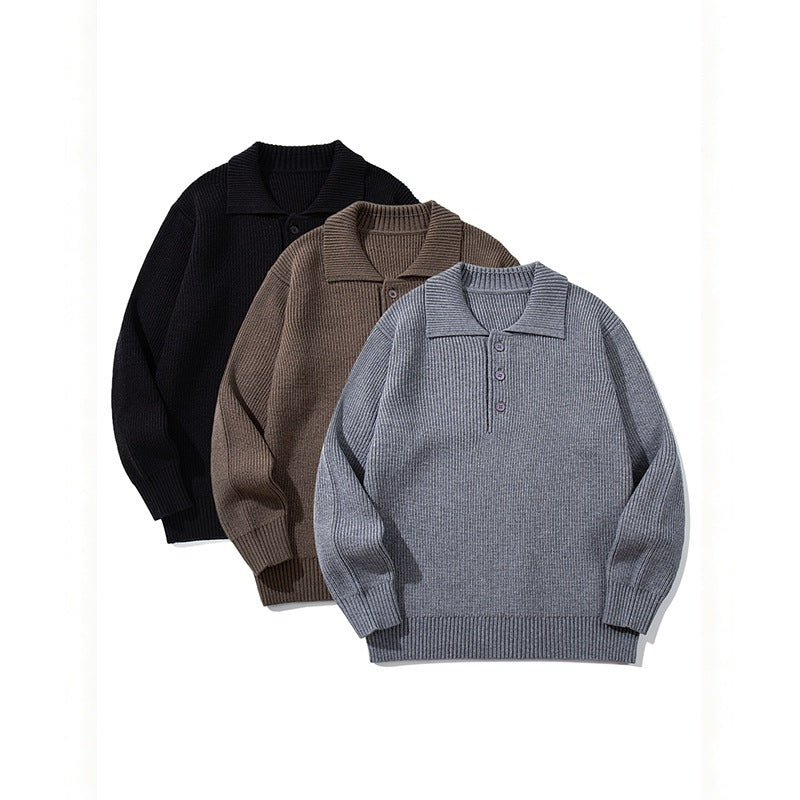 Herren Feinstrick-Polo-Pullover mit Hemdkragen, Knopfleiste und geripptem Saum Echo Archiv