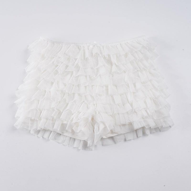 Damen Rüschen-Shorts mit elastischem Bund und verspieltem Design Echo Archiv