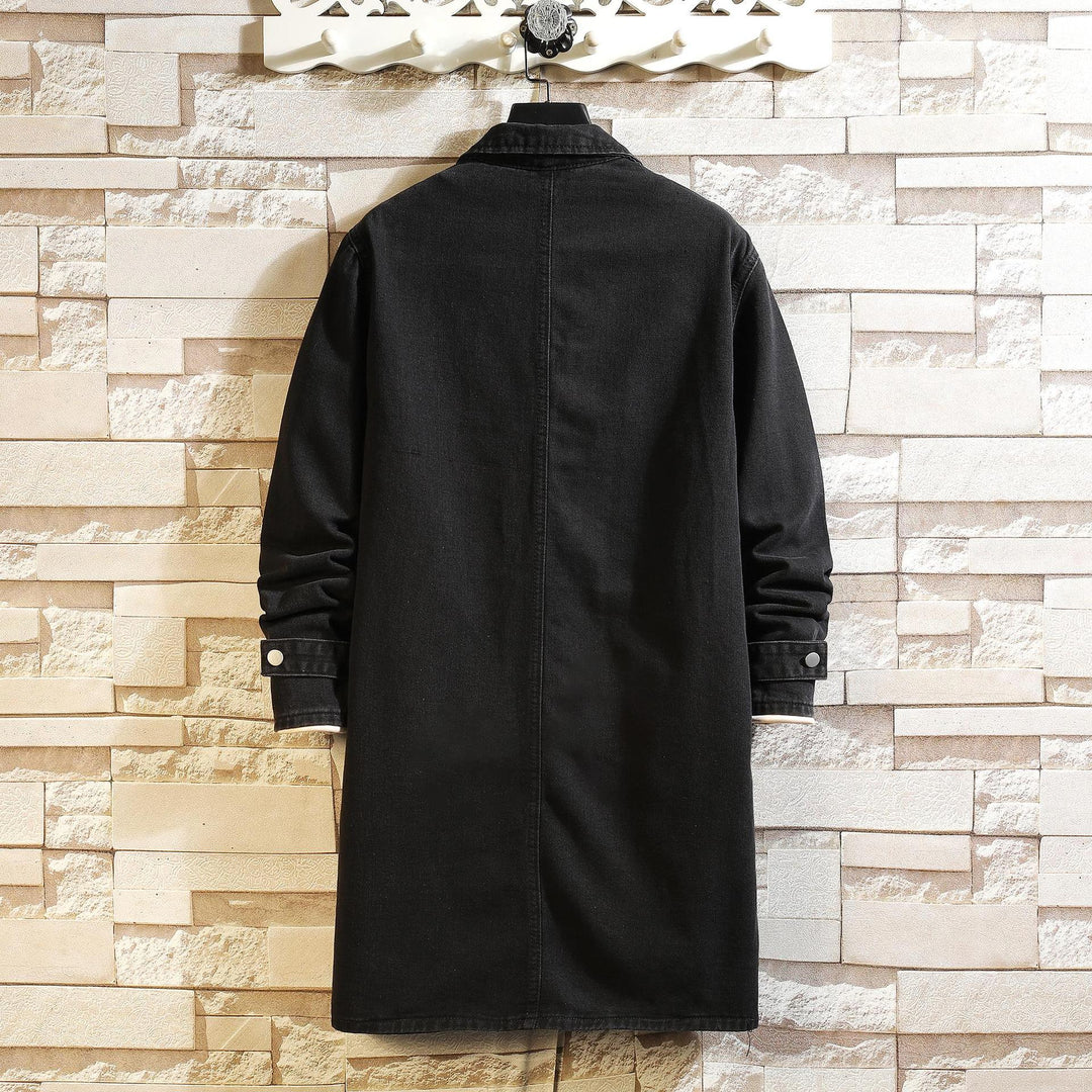 Herren nan langer Overshirt Mantel aus Denim mit Druckknopfleiste und aufgesetzten Taschen Echo Archiv