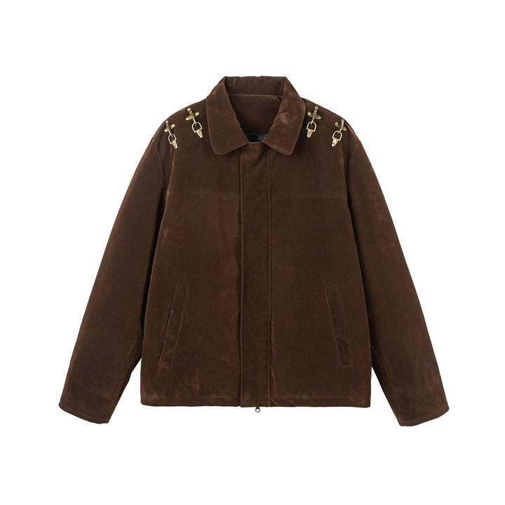 Herren Kurzjacke aus Velours‑Optik mit dekorativen Metallbeschlägen Echoarchiv