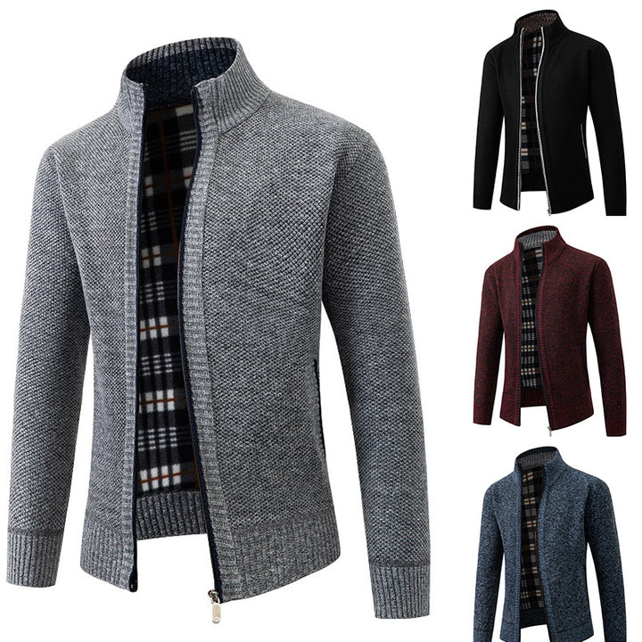 Herren Strickjacke mit strukturiertem Design und hohem Kragen Echoarchiv