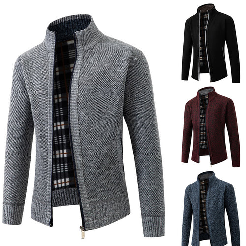Herren Strickjacke mit strukturiertem Design und hohem Kragen Echoarchiv