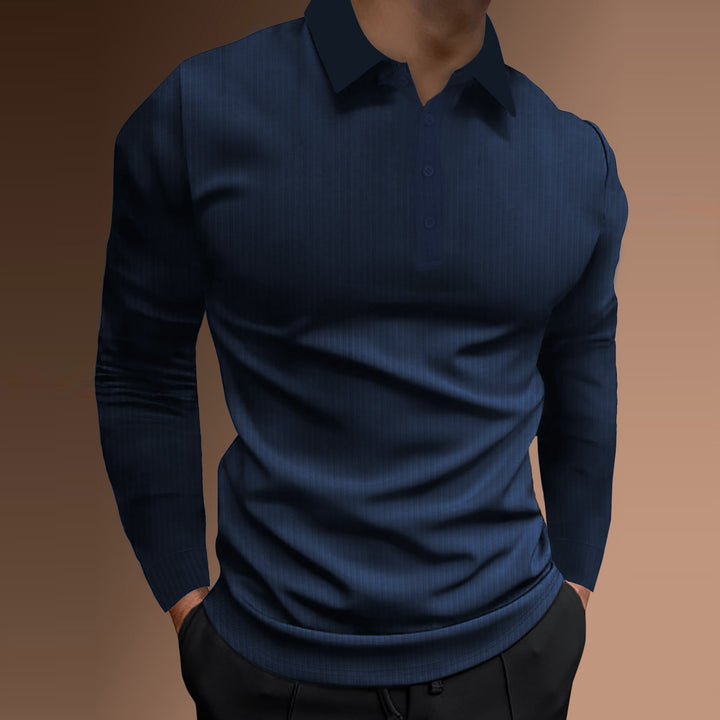 Herren Langarm Polo-Shirt mit strukturiertem Design Echoarchiv