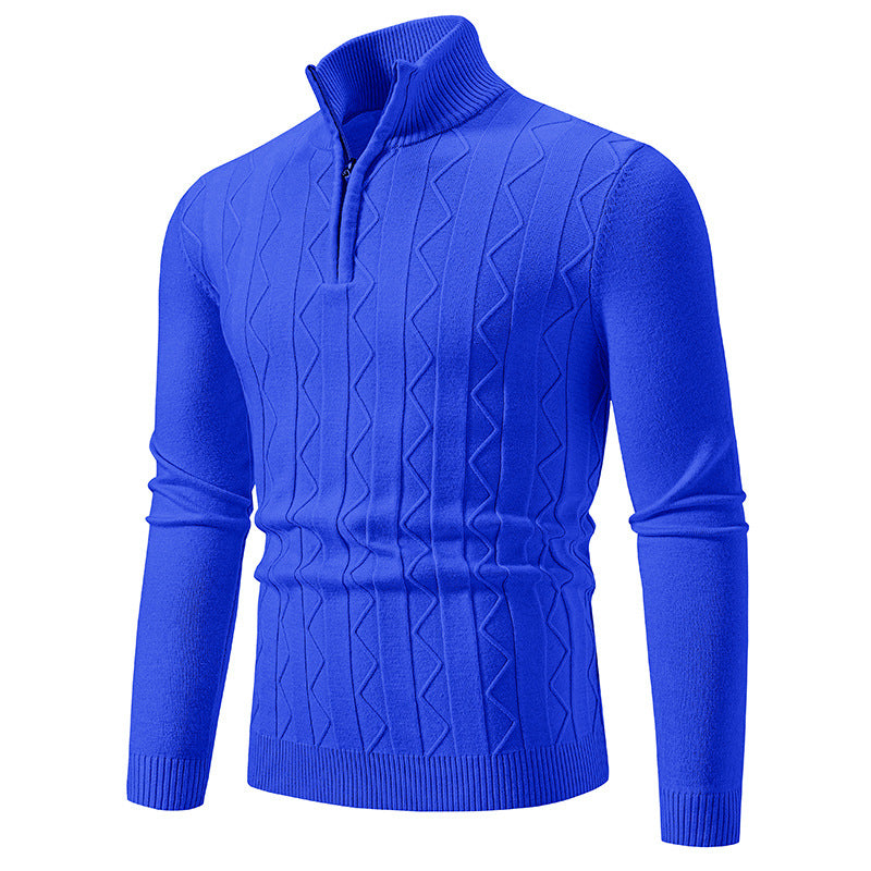 Herren Slim-Fit Halbzip-Strickpullover mit Mockneck, Zopfmuster und gerippten Bündchen Echo Archiv