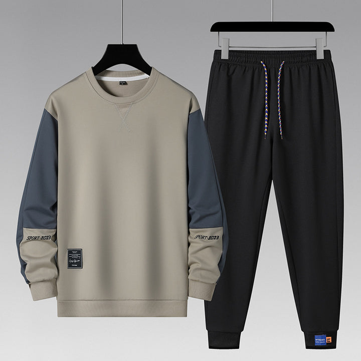 Herren sportliches Jogginganzug-Set mit kontrastärmeln, elastischem Bund und atmungsaktivem Sweatshirt Echoarchiv