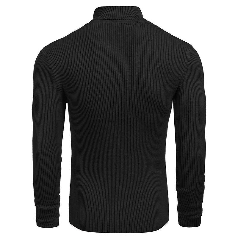 Herren Feinstrick-Pullover mit hohem Kragen und Rippstruktur Echoarchiv