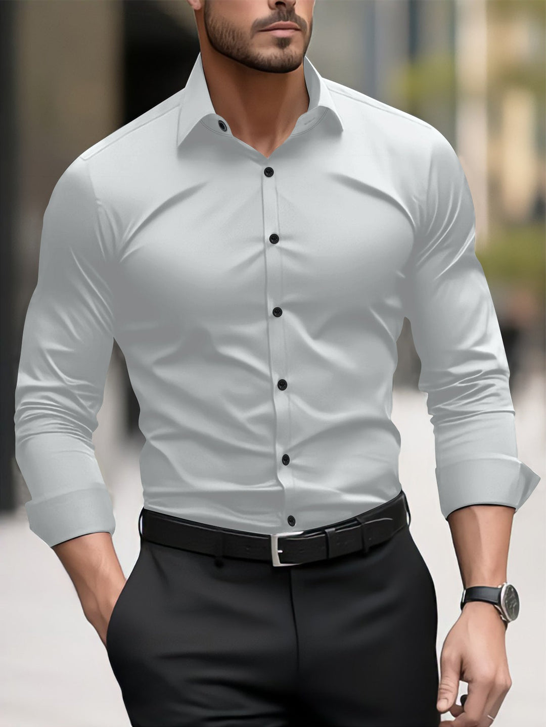 Herren Slim-Fit Langarmhemd mit modernem Schnitt und eleganten Akzenten Echoarchiv