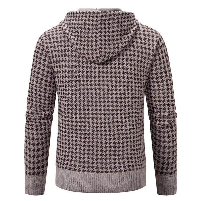 Herren elegante und bequeme Strickjacke mit Kapuze Echoarchiv
