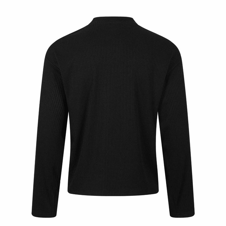 Unisex Gerippter Langarmpullover mit Troyerkragen und Vintage-Flaggenprint Echoarchiv
