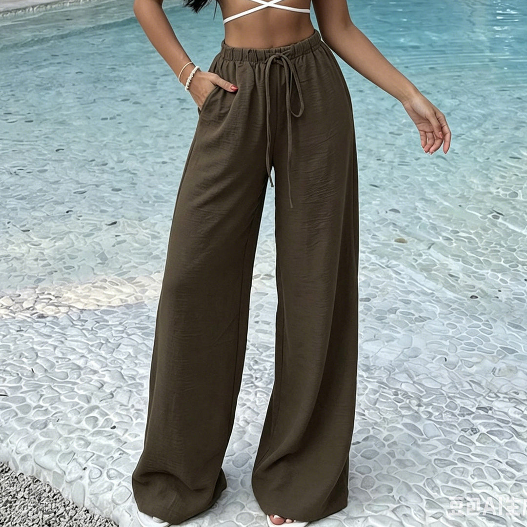 Damen Weite Lounge-Hose mit elastischem Bund und Kordelzug Echo Archiv
