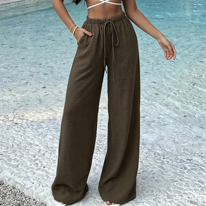Damen Weite Lounge-Hose mit elastischem Bund und Kordelzug Echo Archiv