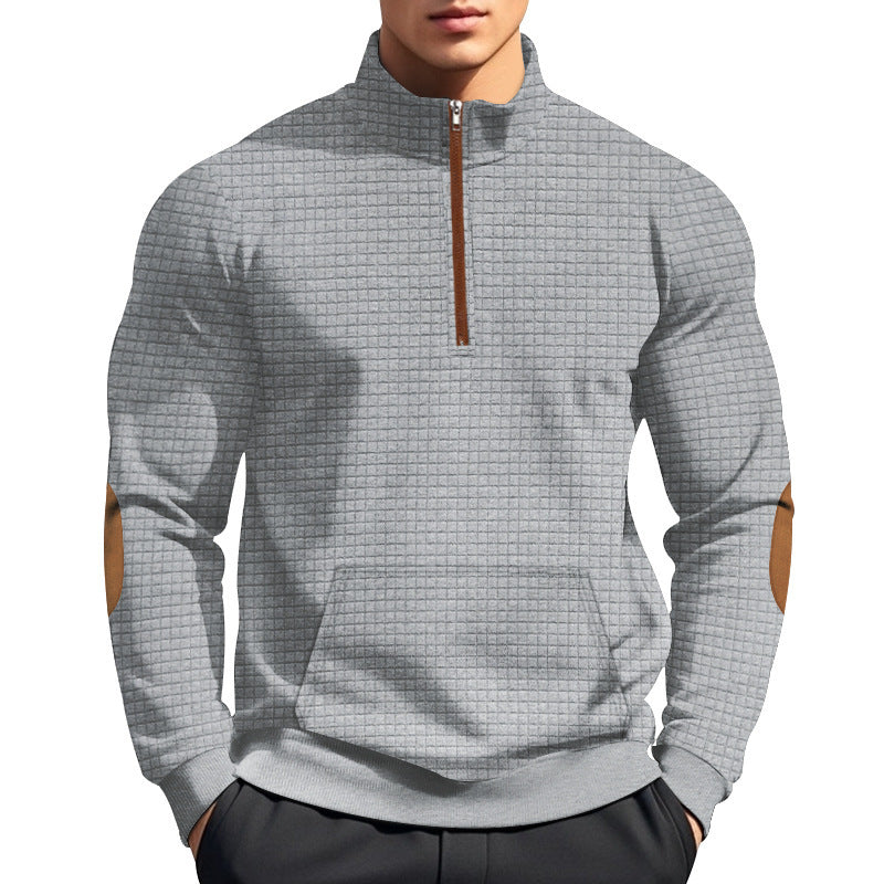 Herren sportlicher Pullover mit halbem Reißverschluss und strukturierter Oberfläche Echoarchiv