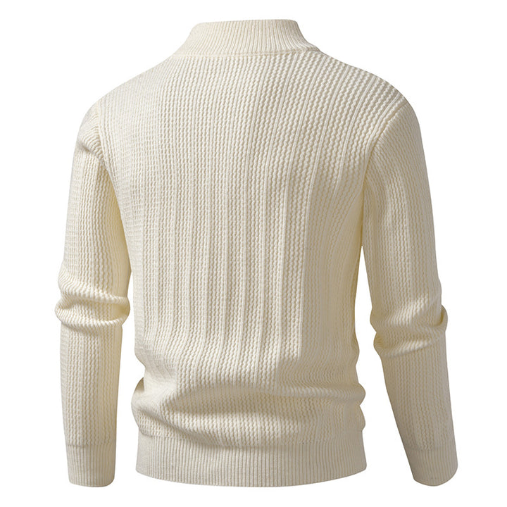 Herren nan feinstrukturierter Halbzip-Pullover mit Stehkragen, geripptem Strukturstrick und schmaler Passform Echo Archiv