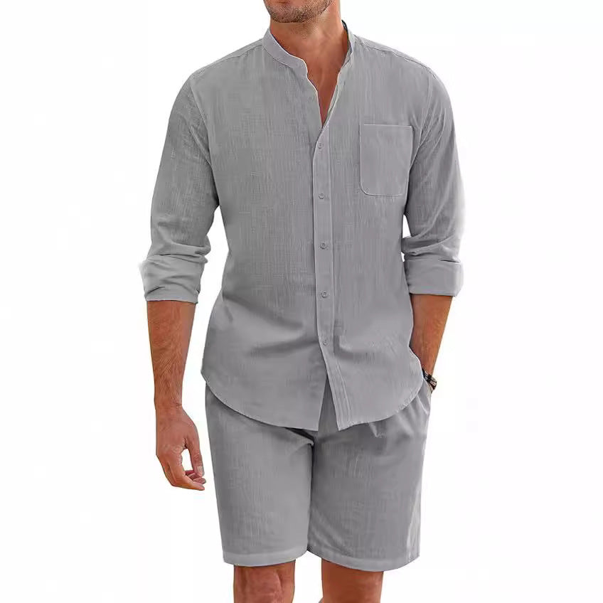 Herren Leinenanzug mit kurzem Hemd und Shorts Echoarchiv