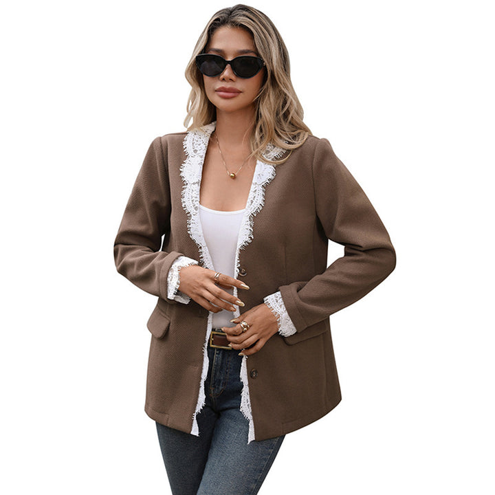 Damen Blazerjacke mit Spitzenbesatz und legerer Silhouette – Valéne