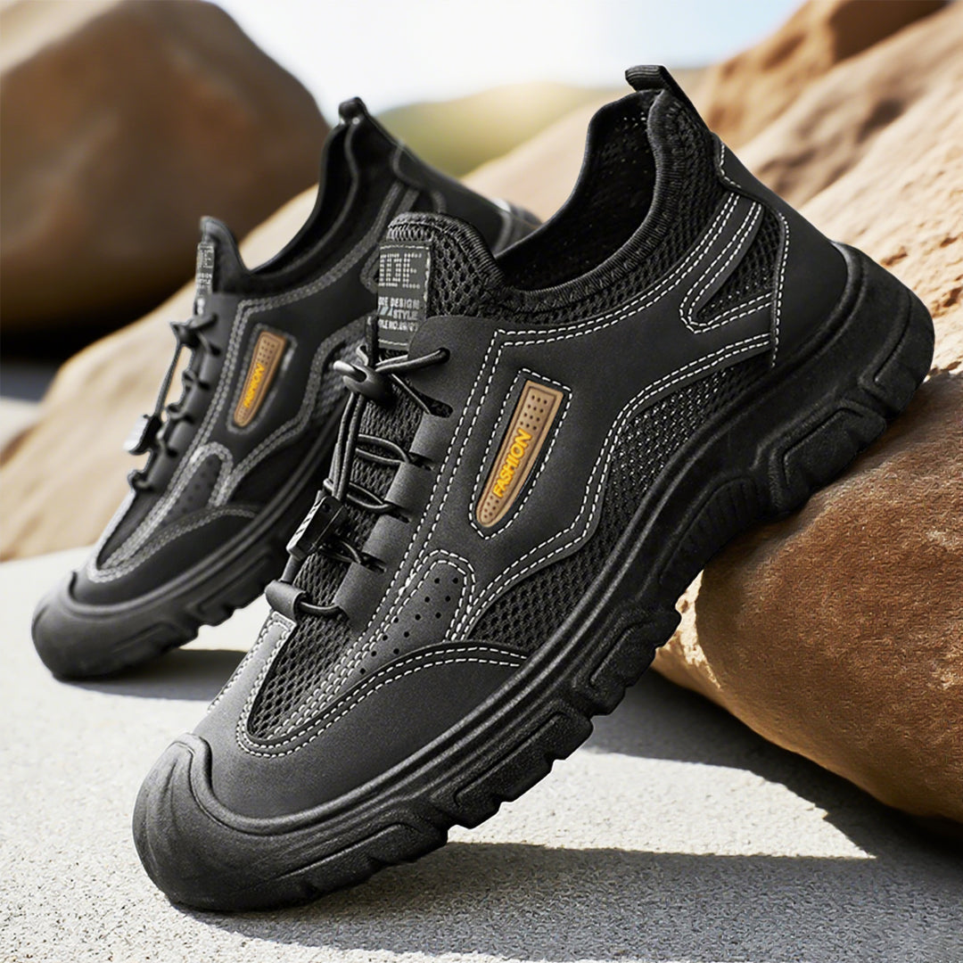 Herren nan robuster Mesh-Trekkingschuh mit verstärkter Gummizehenkappe, Schnellzug-Schnürung und griffiger Profilsohle Echo Archiv