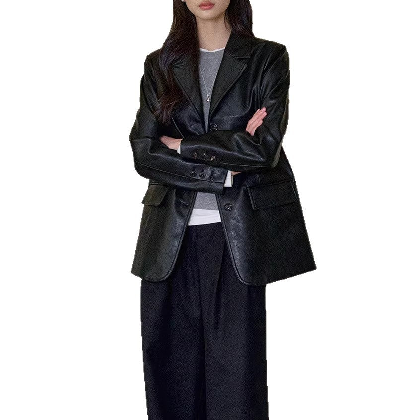 Damen Modischer Lederblazer Echoarchiv