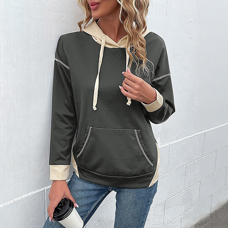 Damen Lässiger Kapuzenpullover mit kontrastierenden Ärmeln Echo Archiv
