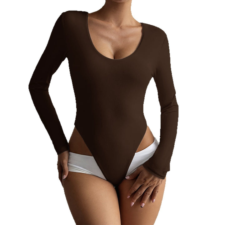 Damen Figurumspielender Langarm-Bodysuit mit tiefem Ausschnitt Echo Archiv