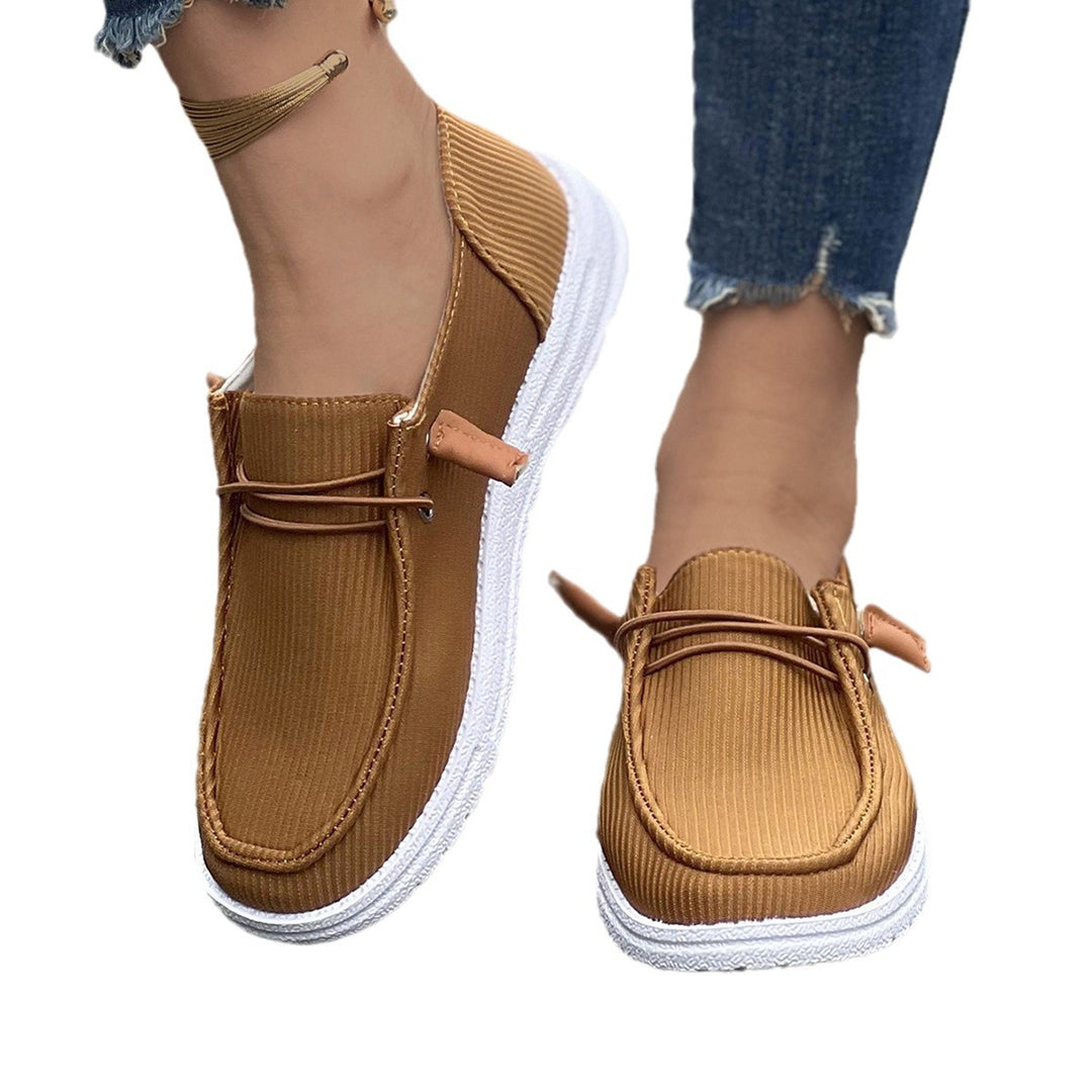 Damen nan lässige Slip-On Sneaker-Halbschuhe mit geripptem Textilobermaterial und elastischer Schnürung Echo Archiv
