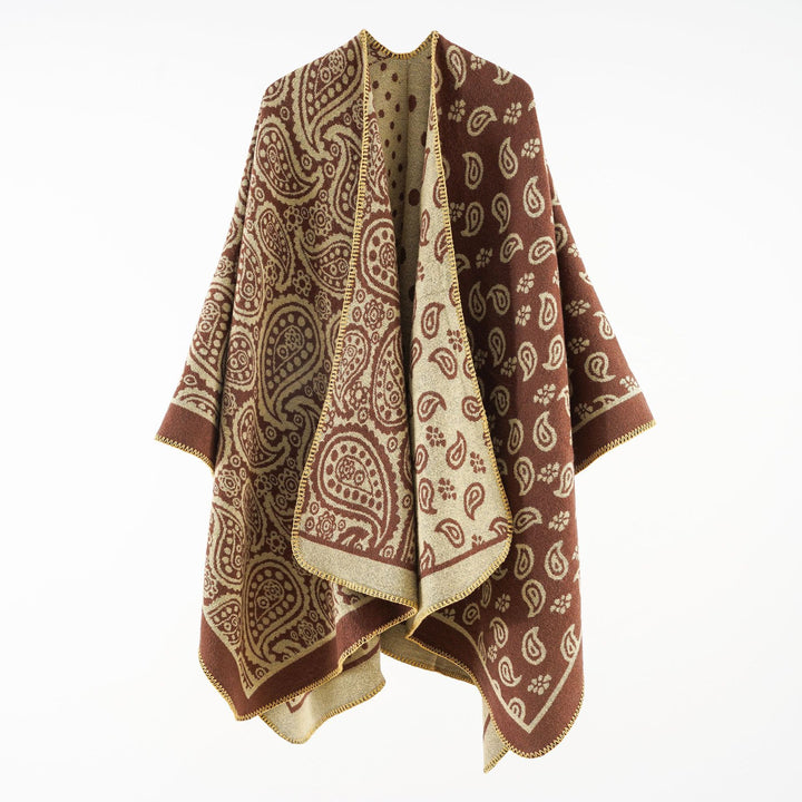 Damen Oversize-Jacquard-Umhang mit Paisley-Patchwork-Optik Echo Archiv