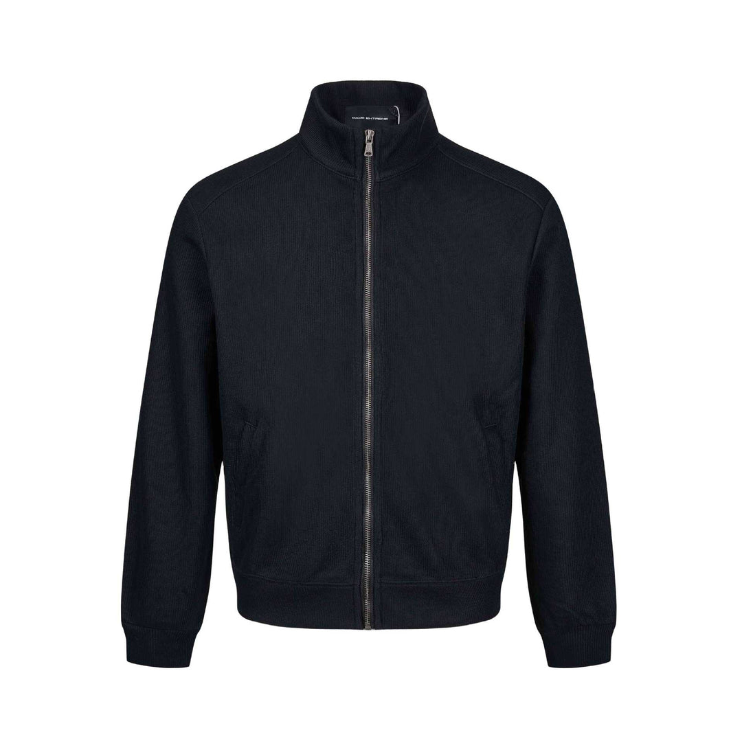 Herren Leichte Sweatjacke aus Baumwoll‑Mix mit Stehkragen, durchgehendem Reißverschluss und Eingrifftaschen Echoarchiv