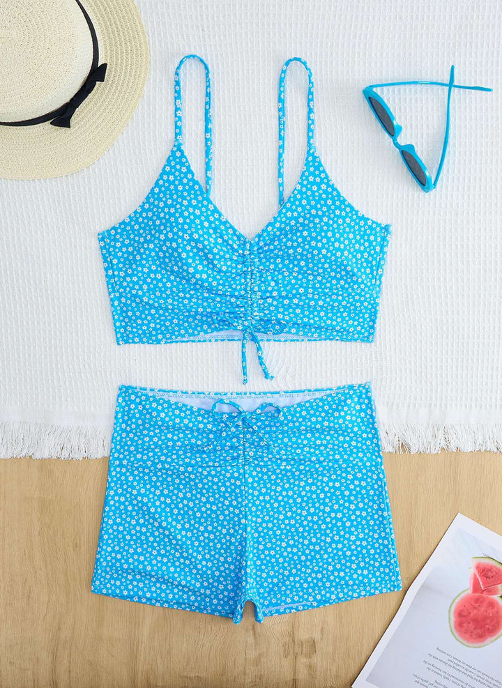 Damen Bikini mit floralem Rüschendesign und verstellbaren Trägern Echo Archiv
