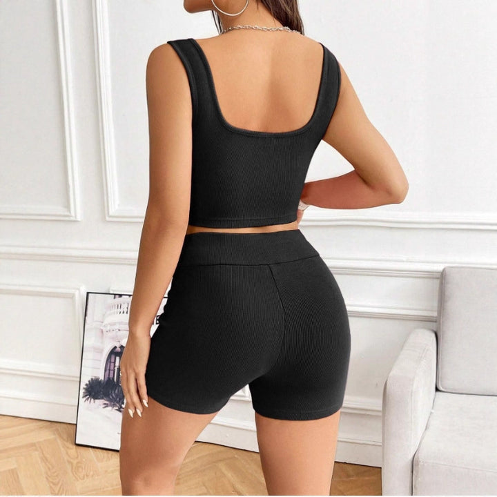 Damen Sportliches Set mit gerafftem Oberteil und hohem Bund Echo Archiv