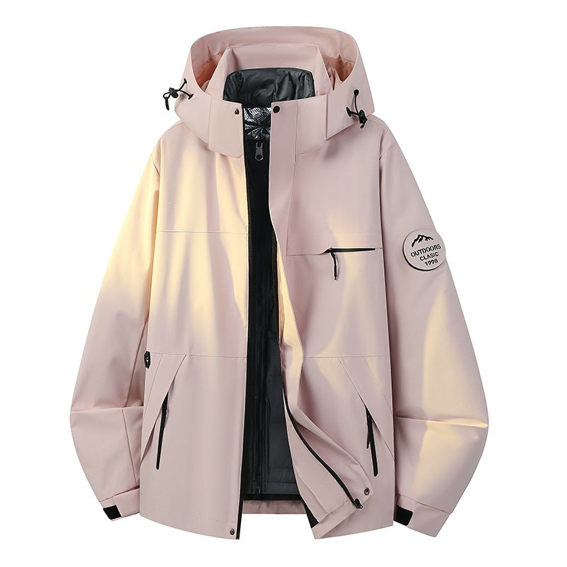 Herren Wetterfeste dreilagige Hardshelljacke mit verstellbarer Kapuze, verschweißten Nähten & Multifunktionstaschen Echoarchiv