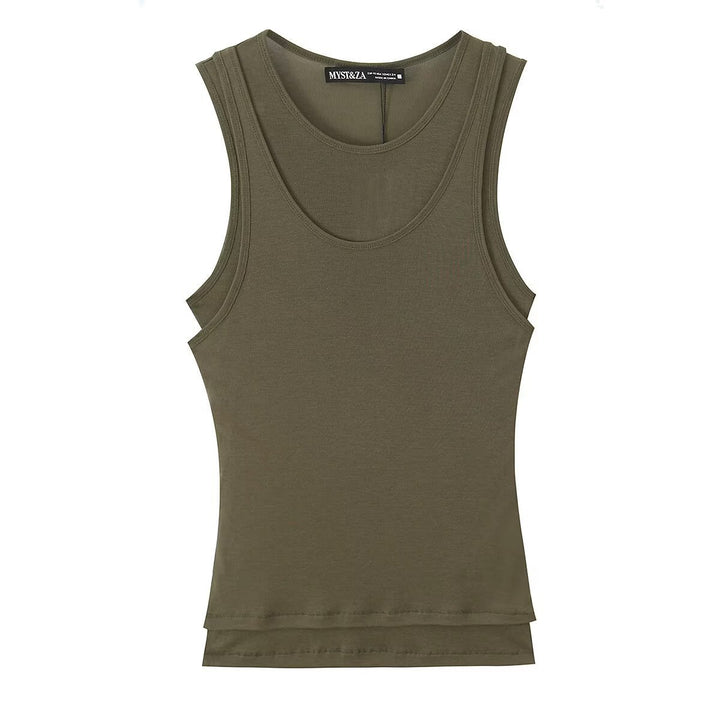 Damen ärmelloses Tanktop aus hochwertigem Stretch-Material mit figurbetontem Schnitt Echo Archiv