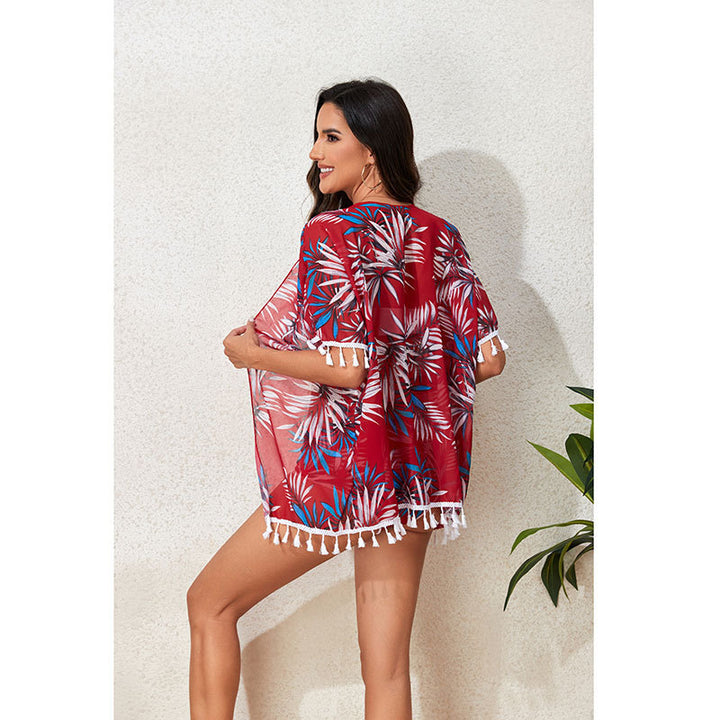 Damen Strandmode Set mit floralem Kimono und passendem Bikini Echo Archiv